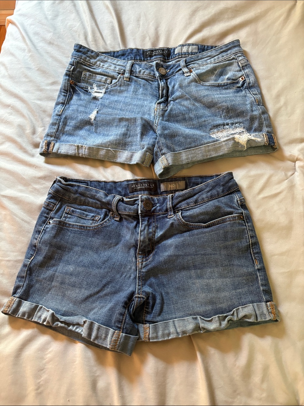 Aeropostale Light and Dark Blue Denim Women's Shorts Duo